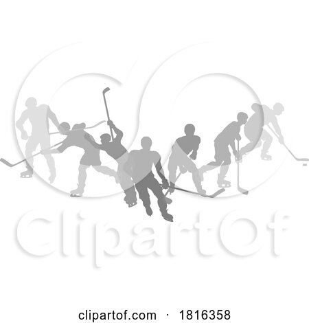 Ice Hockey Silhouette People Player Silhouettes by AtStockIllustration