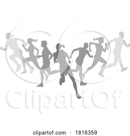 Silhouette Runners Running Sports Silhouettes Set by AtStockIllustration