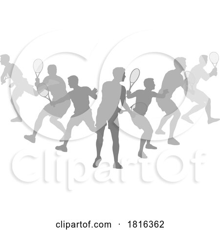 Silhouette Tennis Players Silhouettes Concept by AtStockIllustration