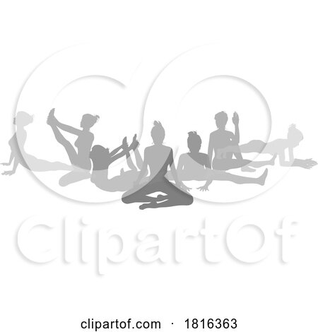 Yoga Pilates Poses Women Silhouettes Concept by AtStockIllustration