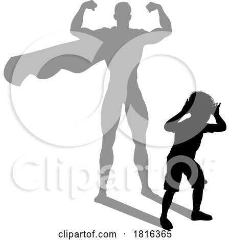 Superhero Child Kid with Super Hero Shadow by AtStockIllustration