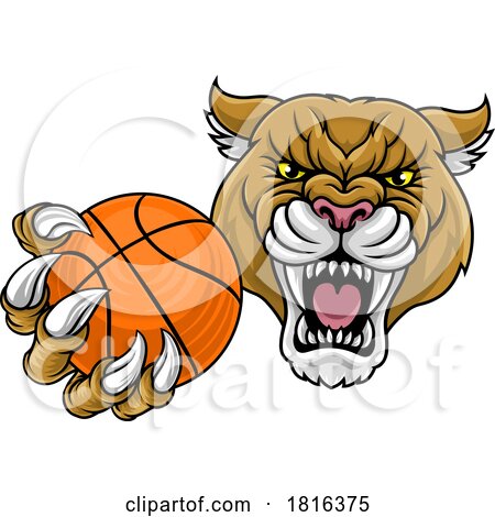 Cougar Panther Puma Cat Basketball Team Mascot by AtStockIllustration