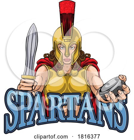 Spartan Woman Ice Hockey Sports Team Mascot by AtStockIllustration