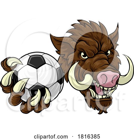 Boar Wild Hog Razorback Warthog Pig Soccer Mascot by AtStockIllustration