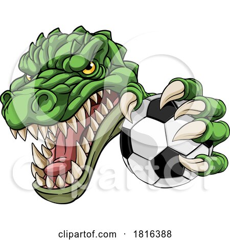 Crocodile Dinosaur Alligator Soccer Sports Mascot by AtStockIllustration