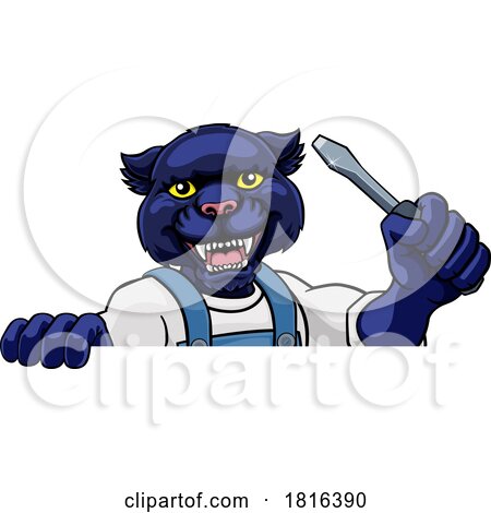 Panther Electrician Handyman Holding Screwdriver by AtStockIllustration