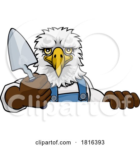 Eagle Bricklayer Builder Holding Trowel Tool by AtStockIllustration