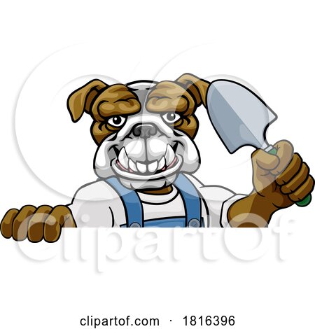 Bulldog Gardener Gardening Animal Mascot by AtStockIllustration