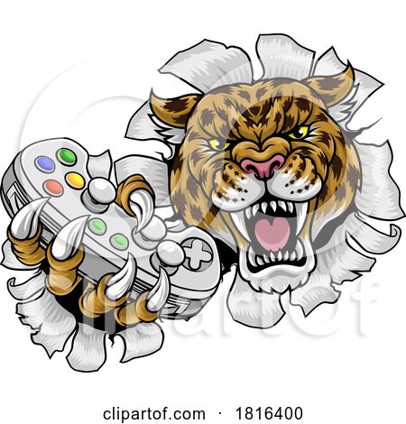 Jaguar Leopard Cheetah Panther Gamer Mascot by AtStockIllustration