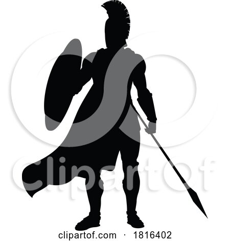 Spartan Silhouette Gladiator Trojan Greek Warrior by AtStockIllustration