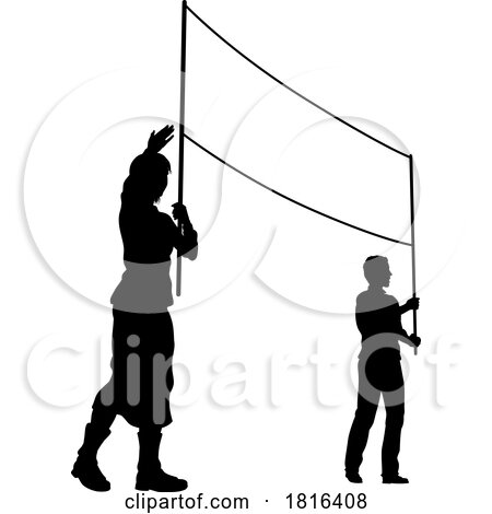 Banner Silhouette Protestors at March Rally Strike by AtStockIllustration