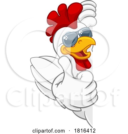 Chicken Rooster Cockerel Bird Sunglasses Cartoon by AtStockIllustration