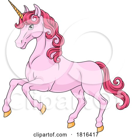 Unicorn Horn Horse Animal Cartoon Mascot from Myth by AtStockIllustration