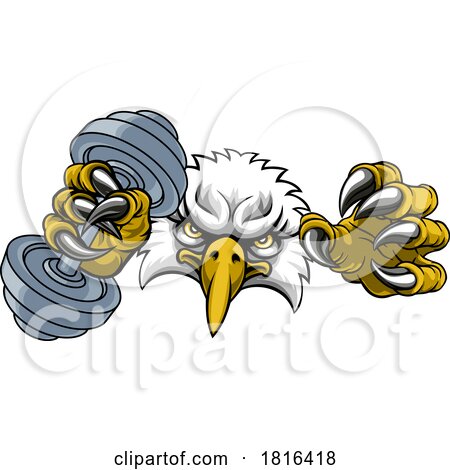 Eagle Hawk Bird Weight Lifting Dumbbell Gym Mascot by AtStockIllustration