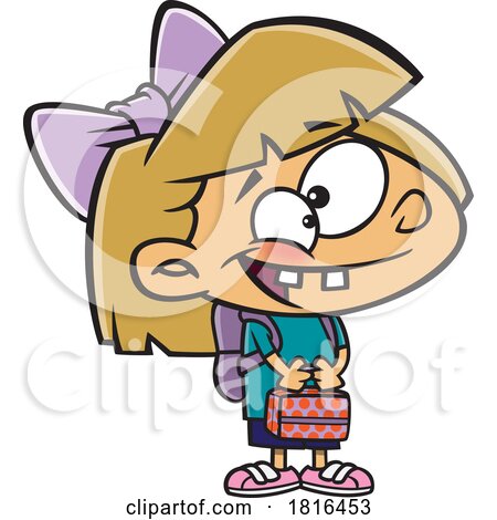 Cartoon Excited Girl Ready to Go Back to School Licensed Clipart by toonaday