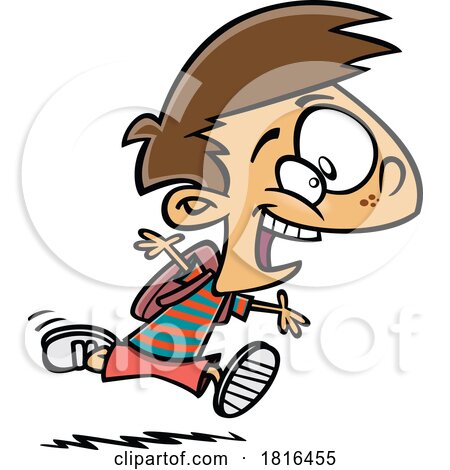 Cartoon Boy Excited to Go Back to School Licensed Clipart by toonaday