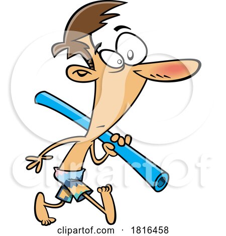 Cartoon Man with a Beach Noodle Licensed Clipart by toonaday