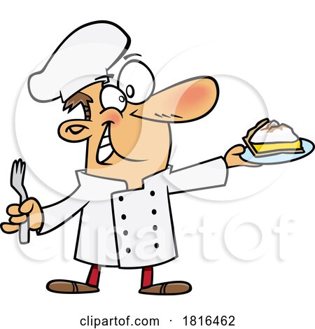 Cartoon Baker with Lemon Meringue Pie Licensed Clipart by toonaday