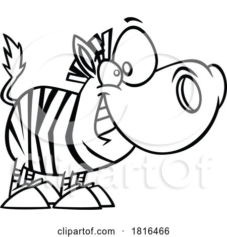 Cartoon Happy Baby Zebra Licensed Clipart Black and White by toonaday