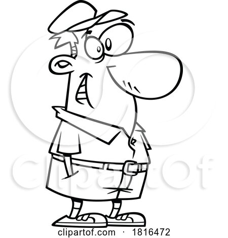 Cartoon Costco Inspired Man Licensed Clipart Black and White by toonaday