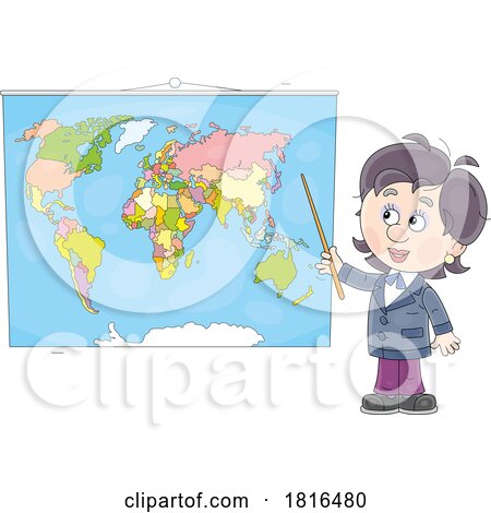 Teacher Pointing to a World Map by Alex Bannykh