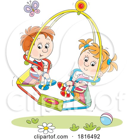 Children on a Tandem Glider Swing by Alex Bannykh