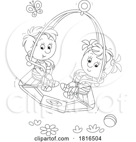 Children on a Tandem Glider Swing by Alex Bannykh