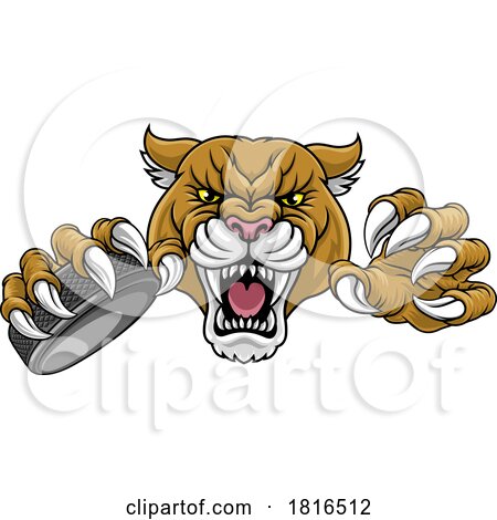 Cougar Panther Mountain Lion Puma Hockey Mascot by AtStockIllustration