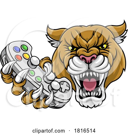 Cougar Panther Mountain Lion Puma Gamer Mascot by AtStockIllustration