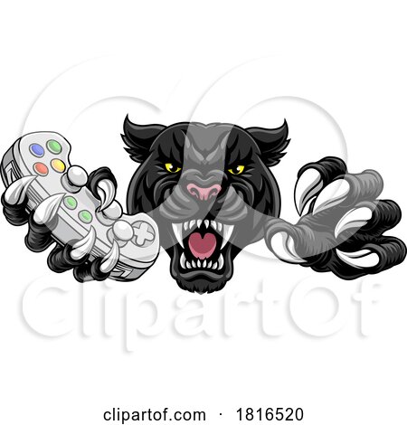 Black Panther Leopard Jaguar Cat Gamer Mascot by AtStockIllustration