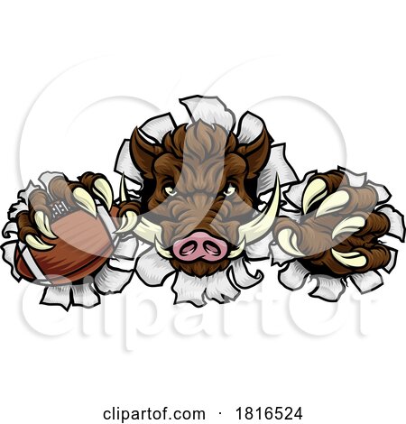 Boar Wild Hog Razorback Warthog Football Mascot by AtStockIllustration