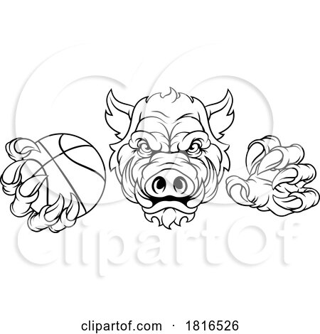 Boar Wild Hog Razorback Warthog Basketball Mascot by AtStockIllustration