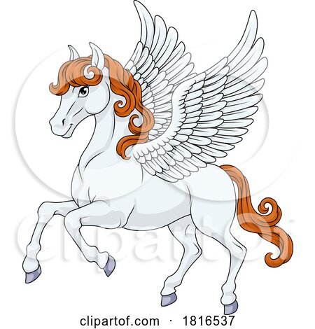 Pegasus Wings Horse Cartoon Animal Illustration by AtStockIllustration