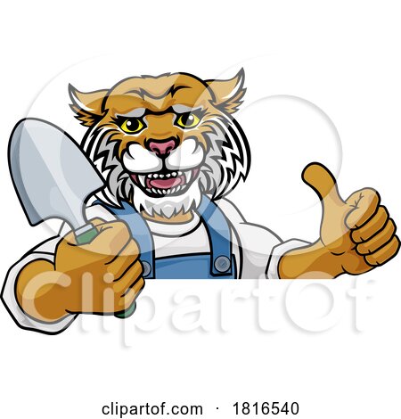 Wildcat Gardener Gardening Animal Mascot by AtStockIllustration