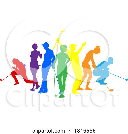 Golfers Golfing Silhouette Golf People Silhouettes by AtStockIllustration