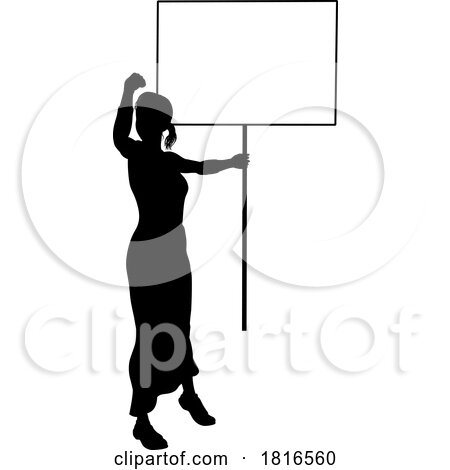 Protest Rally March Picket Sign Silhouette Person by AtStockIllustration