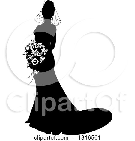 Bride Bridal Wedding Dress Silhouette Woman Design by AtStockIllustration