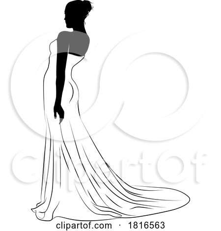 Bride Bridal Wedding Dress Silhouette Woman Design by AtStockIllustration