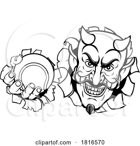 Devil Satan Tennis Ball Sports Mascot Cartoon by AtStockIllustration