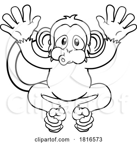 Monkey Cartoon Character Animal Mascot Waving by AtStockIllustration