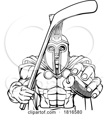 Spartan Trojan Man Ice Hockey Team Sports Mascot by AtStockIllustration