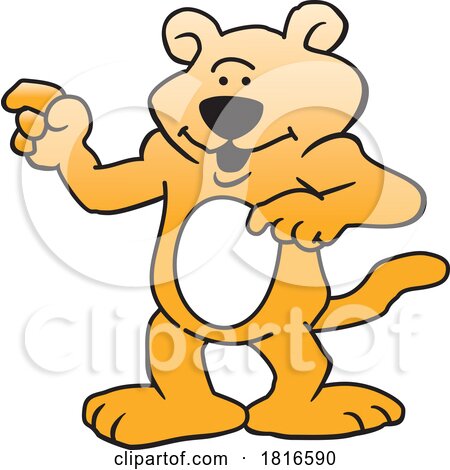 Cartoon Cougar Mascot Pointing Licensed Clipart by Johnny Sajem