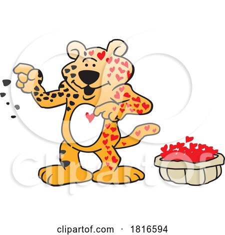 Cartoon Leopard Exchanging His Spots for Hearts Licensed Clipart by Johnny Sajem