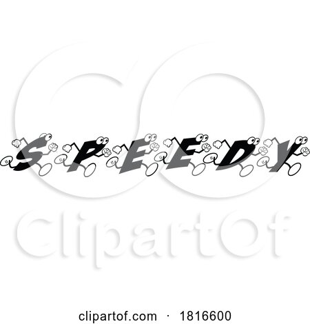 Cartoon Alphabet Letters Running and Forming the Word SPEEDY Licensed Clipart by Johnny Sajem