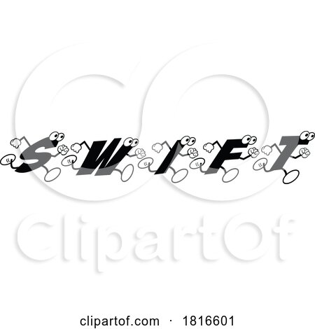 Cartoon Alphabet Letters Running and Forming the Word SWIFT Licensed Clipart by Johnny Sajem