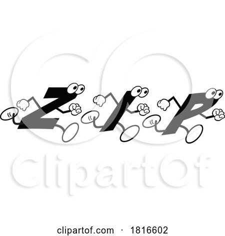 Cartoon Alphabet Letters Running and Forming the Word ZIP Licensed Clipart by Johnny Sajem