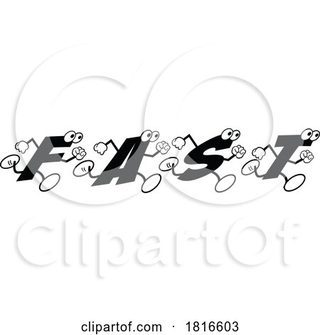 Cartoon Alphabet Letters Running and Forming the Word FAST Licensed Clipart by Johnny Sajem