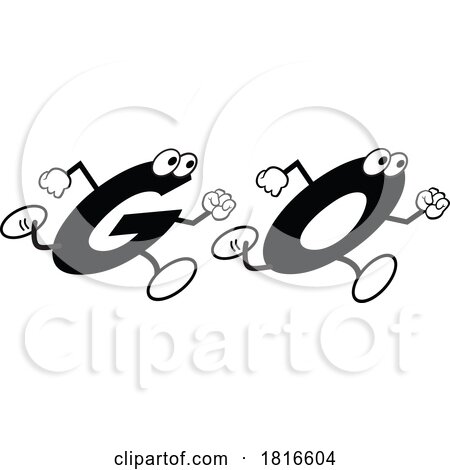 Cartoon Alphabet Letters Running and Forming the Word GO Licensed Clipart by Johnny Sajem