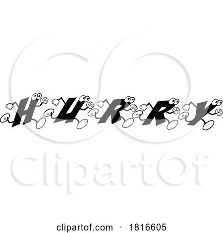 Cartoon Alphabet Letters Running and Forming the Word HURRY Licensed Clipart by Johnny Sajem