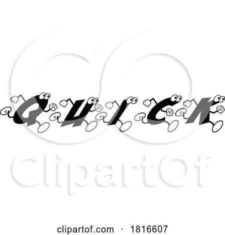 Cartoon Alphabet Letters Running and Forming the Word Quick Licensed Clipart by Johnny Sajem